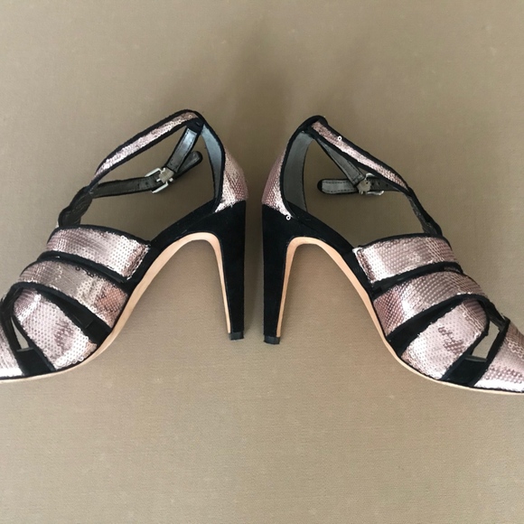 Women's Antonio Melani Pink Sequin Black Heel Sz 7 - Picture 3 of 6